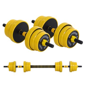 Homcom 25kgs Dumbbell & Barbell Adjustable Set Plate Bar Clamp Rod Home Gym Sports Area Exercise Ergonomic