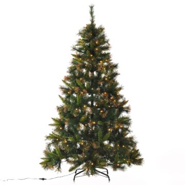 Homcom 1.8m Prelit Christmas Tree Artificial Tree, Metal Stand-green