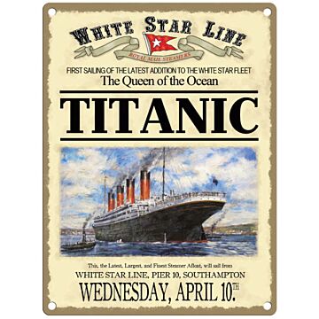 Large Metal Sign 60 X 49.5cm Vintage Retro Titanic
