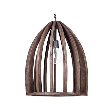 Pendant Lamp Dark Wood Natural Wooden Shade Ceiling Light Boho Style Home Accessories Handmade Beliani