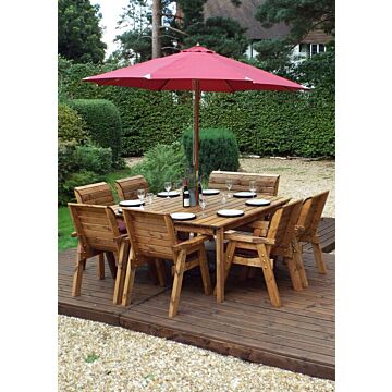 Eight Seater Square Table Set - Burgundy