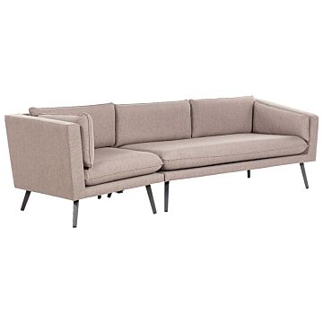 Outdoor Sofa Beige Polyester Upholstery 3 Seater Garden Couch Left Hand Uv Water Resistant Modern Design Living Room Beliani