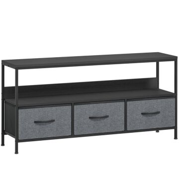 Homcom Tv Stand Cabinet With 3 Foldable Drawers - Black