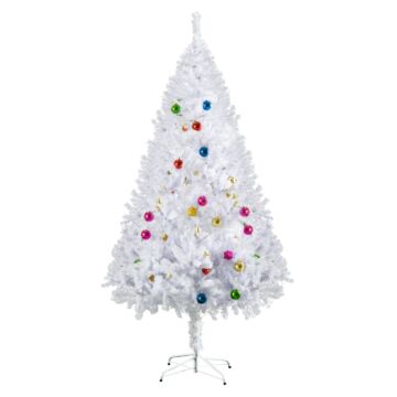 Homcom 6ft Snow Artificial Christmas Tree W/metal Stand Decorations Home Seasonal Elegant Faux