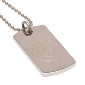 Manchester City Fc Engraved Dog Tag & Chain