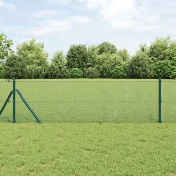 Vidaxl Welded Wire Fence With 13 Posts Green 0.5x100 M Steel