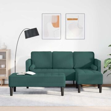 Vidaxl 2 Piece Sofa Set With Cushions Dark Green Fabric