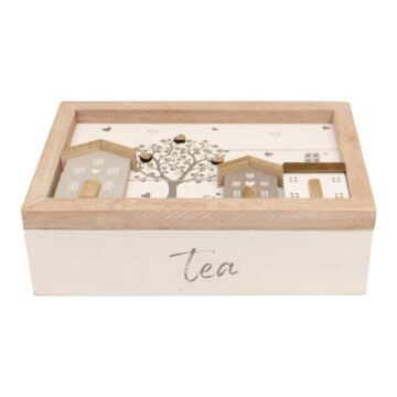 Tea Box Wooden Houses Design 24 X 16cm