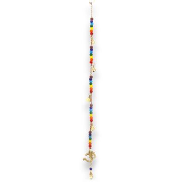 Indian Chimes - Brass Om With Chakra Beads String Bells