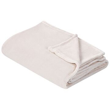 Blanket Off-white Polyester 200 X 220 Cm Soft Pile Bed Throw Cover Home Accessory Modern Design Beliani