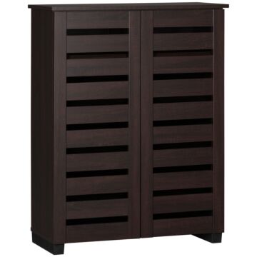 Homcom 5-tier Narrow Shoe Cabinet With Adjustable Shelves - Dark Brown