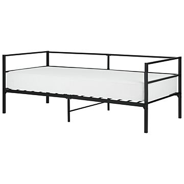 Bed Frame Black Metal Eu Single 3ft Industrial Modern Style In-built Slats Beliani