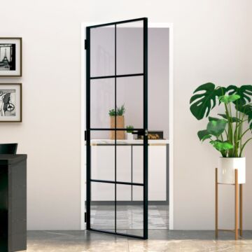 Vidaxl Interior Door Black 83x201.5 Cm Tempered Glass&aluminium