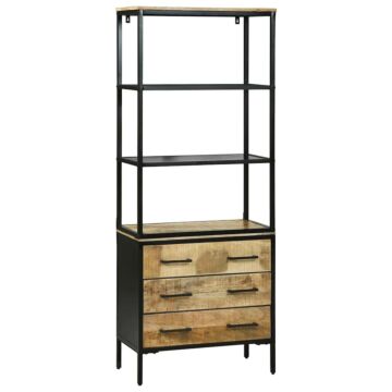 Vidaxl Highboard 70x35x180 Cm Solid Rough Wood Mango, Vidaxl Sideboard 70x35x70 Cm Solid Rough Wood Mango, Vidaxl Bookcase 70x35x110 Cm Solid Wood Rough Mango