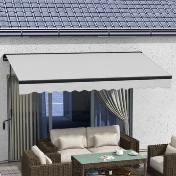 Outsunny 3.5 X 2.5m Aluminium Frame Electric Awning, Retractable Awning Sun Canopies For Patio Door Window, Light Grey