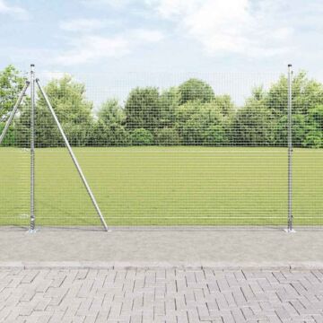 Vidaxl Welded Wire Fence With 13 Flanged Posts 1.4x50 M Galvanised Steel