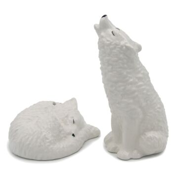 Novelty Ceramic Salt And Pepper - White Wolf