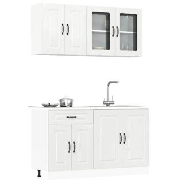 Vidaxl 4 Piece Kitchen Cabinet Set Kalmar High Gloss White Engineered Wood