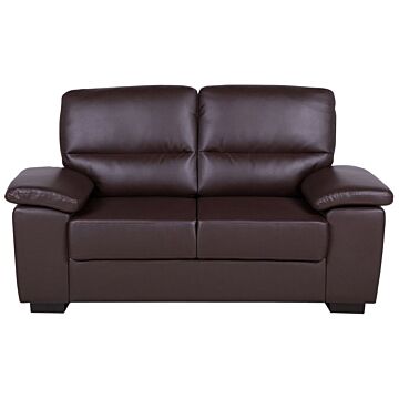 Sofa Brown 2 Seater Faux Leather Living Room Beliani