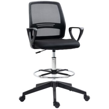 Vinsetto Ergonomic Mesh Back Drafting Chair Tall Office Chair With Adjustable Height And Footrest 360° Swivel