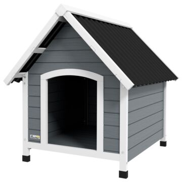 Pawhut Outdoor Dog Kennel Wooden Dog House W/ Removable Floor, Anti-corrosion Wood, For Medium Dogs, 75w X 88d X 82hcm