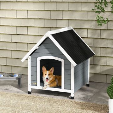 Pawhut Outdoor Dog Kennel Wooden Dog House W/ Removable Floor, Anti-corrosion Wood, For Medium Dogs, 75w X 88d X 82hcm