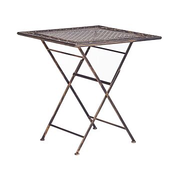 Garden Bistro Table Black Iron Foldable Distressed Metal Square 70 X 70 Cm Outdoor Uv Rust Resistance French Retro Style Beliani