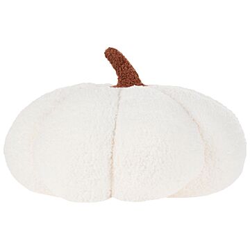 Pumpkin Cushion White Boucle ⌀ 35 Cm Throw Pillow Halloween Decor Stuffed Toy Beliani