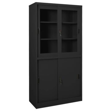 Vidaxl Office Cabinet With Sliding Door Anthracite 90x40x180 Cm Steel