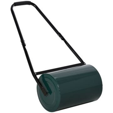 Outsunny 30 L Heavy Duty Water Or Sand Filled Φ30cm Garden Steel Lawn Roller Drum - Green