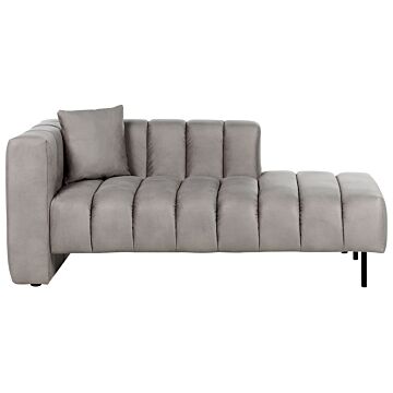 Left Hand Chaise Lounge Taupe Velvet Upholstery Black Legs Seat Bolster Cushion Modern Glam Design Beliani