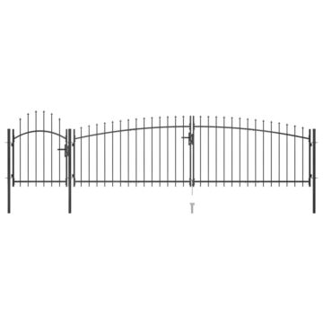 Vidaxl Garden Fence Gate With Spear Top 5x1.5 M Black