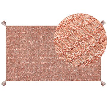 Area Rug Orange Cotton 80 X 150 Cm Rectangular Hand Tufted Boho Modern Design Beliani