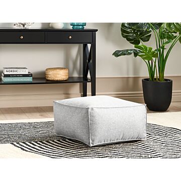 Pouffe Beige Solid Pattern Square Boho Modern Fabric Footstool Beliani