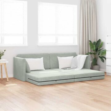 Vidaxl Floor Sofa Bed 2-in-1 Light Grey 213x144x60 Cm Velvet
