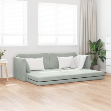 Vidaxl Floor Sofa Bed 2-in-1 Light Grey 213x144x60 Cm Velvet