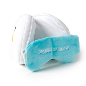 Christmas Snowman Relaxeazzz Plush Round Travel Pillow & Eye Mask Set