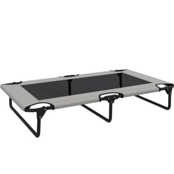Pawhut Portable Raised Dog Bed, Elevated Pet Cot With Breathable Mesh For Indoor Outdoor, For Large Dogs, Light Grey