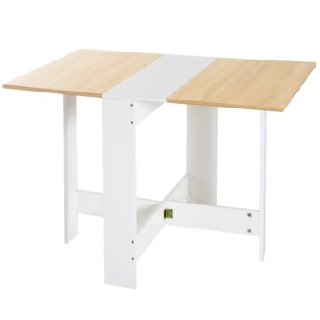Homcom Particle Board Wooden Foldable Dining Table Writing Computer Desk Pc Workstation Space Saving Home Office Oak & White