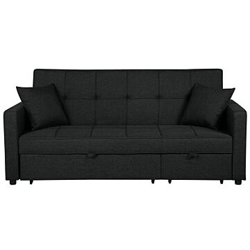Sofa Bed Black Sleeping Function Modern Upholstered Beliani