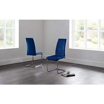 Calabria Velvet Cantilever Dining Chair - Blue