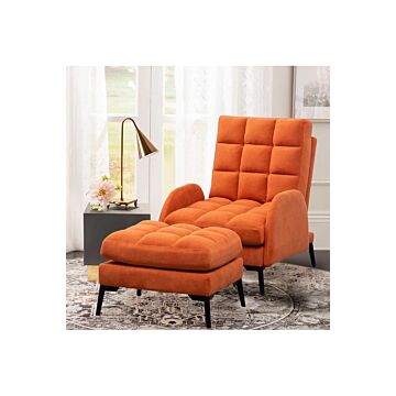 2 Pcs Sofa Set Modern Leisure Armchair With Footstool