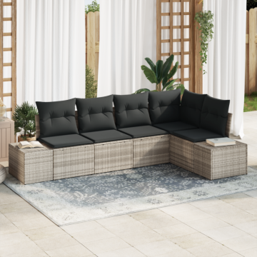 Vidaxl 5 Piece Garden Sofa Set With Cushions Light Grey Poly Rattan