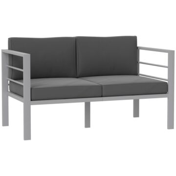 Outsunny Two-seater Aluminium Garden Sofa - Grey