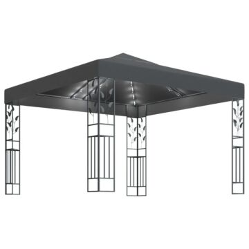 Vidaxl Gazebo With Led String Lights 3x3 M Anthracite