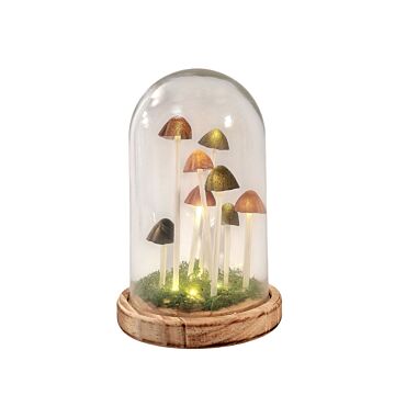 Mushroom Glass Globe With L.e.d Lighting 22cm