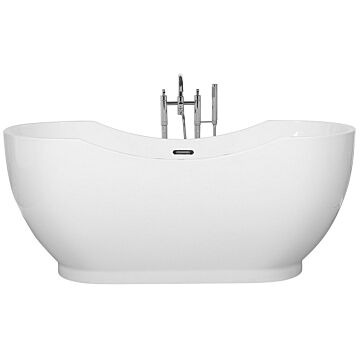 Freestanding Bath Glossy White Sanitary Acrylic Single 169 X 77 Cm Oval Modern Design Beliani