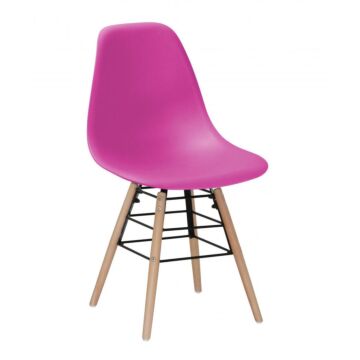 Lilly Plastic (pp) Chairs With Solid Beech Legs Pink (4s)