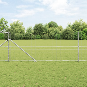 Vidaxl Field Fence 1x50 M Galvanised Steel, Vidaxl Fence Posts With Spike 13 Pcs Ø32 Mm 120 Cm Galvanised Steel