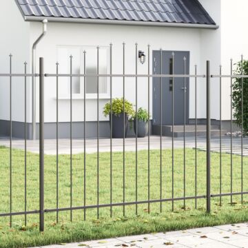Vidaxl Garden Fence With Hoop Top Grey 10.2x1.25 M Steel